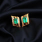18K Solid Gold Natural Colombian Emerald Earrings