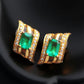 18K Solid Gold Natural Colombian Emerald Earrings
