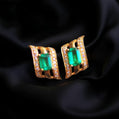18K Solid Gold Natural Colombian Emerald Earrings