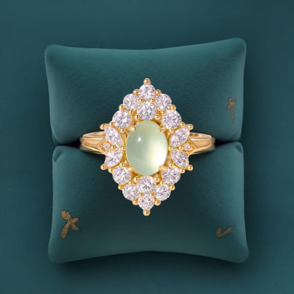 French Inspired Prehnite Cocktail Ring