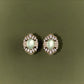 French Inspired Statement Prehnite Stud Earrings