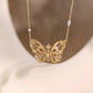 18K Solid Gold Diamond Butterfly Necklace