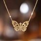 18K Solid Gold Diamond Butterfly Necklace