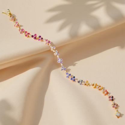 14k Gold Rainbow Sapphire & Diamond Bracelet