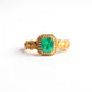 Natural Colombian Emerald Ring 18K Solid Gold with Diamonds | Muzo Green Emerald Engagement Ring