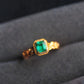Natural Colombian Emerald Ring 18K Solid Gold with Diamonds | Muzo Green Emerald Engagement Ring
