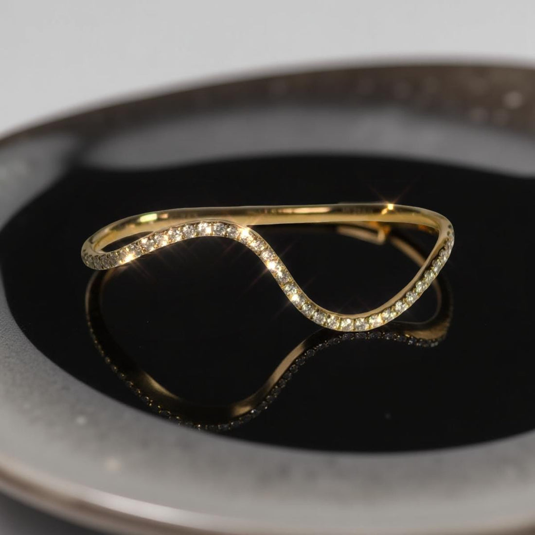 Natural Earth Mined Diamond Two-Finger Ring in 18K Solid Gold