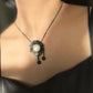 Moonstone Flower Pendant Necklace | Oxidized Silver with Black Onyx