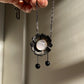 Moonstone Flower Pendant Necklace | Oxidized Silver with Black Onyx
