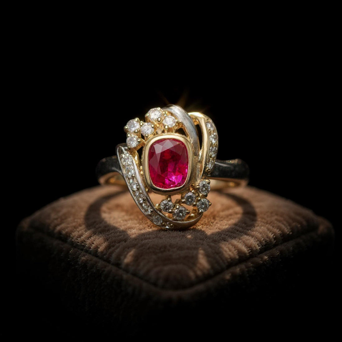 GIA Certified 1.62ct Burmese Ruby Ring in 18K Solid Gold & Platinum