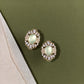 French Inspired Statement Prehnite Stud Earrings