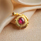 Natural Ruby Pendant in 18K Solid Gold with Diamonds