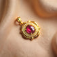 Natural Ruby Pendant in 18K Solid Gold with Diamonds