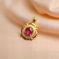 Natural Ruby Pendant in 18K Solid Gold with Diamonds