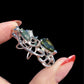 18K Solid White Gold Olive Green Tourmaline Brooch Pendant, Tsavorite Diamond Convertible Fine Jewelry, One of a Kind
