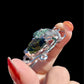 18K Solid White Gold Olive Green Tourmaline Brooch Pendant, Tsavorite Diamond Convertible Fine Jewelry, One of a Kind