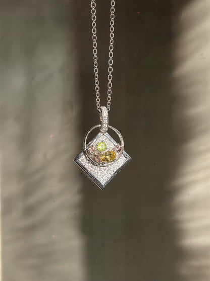 One of a Kind Pendant Necklace with Natural Golden Beryl, Peridot & Color Change Garnet