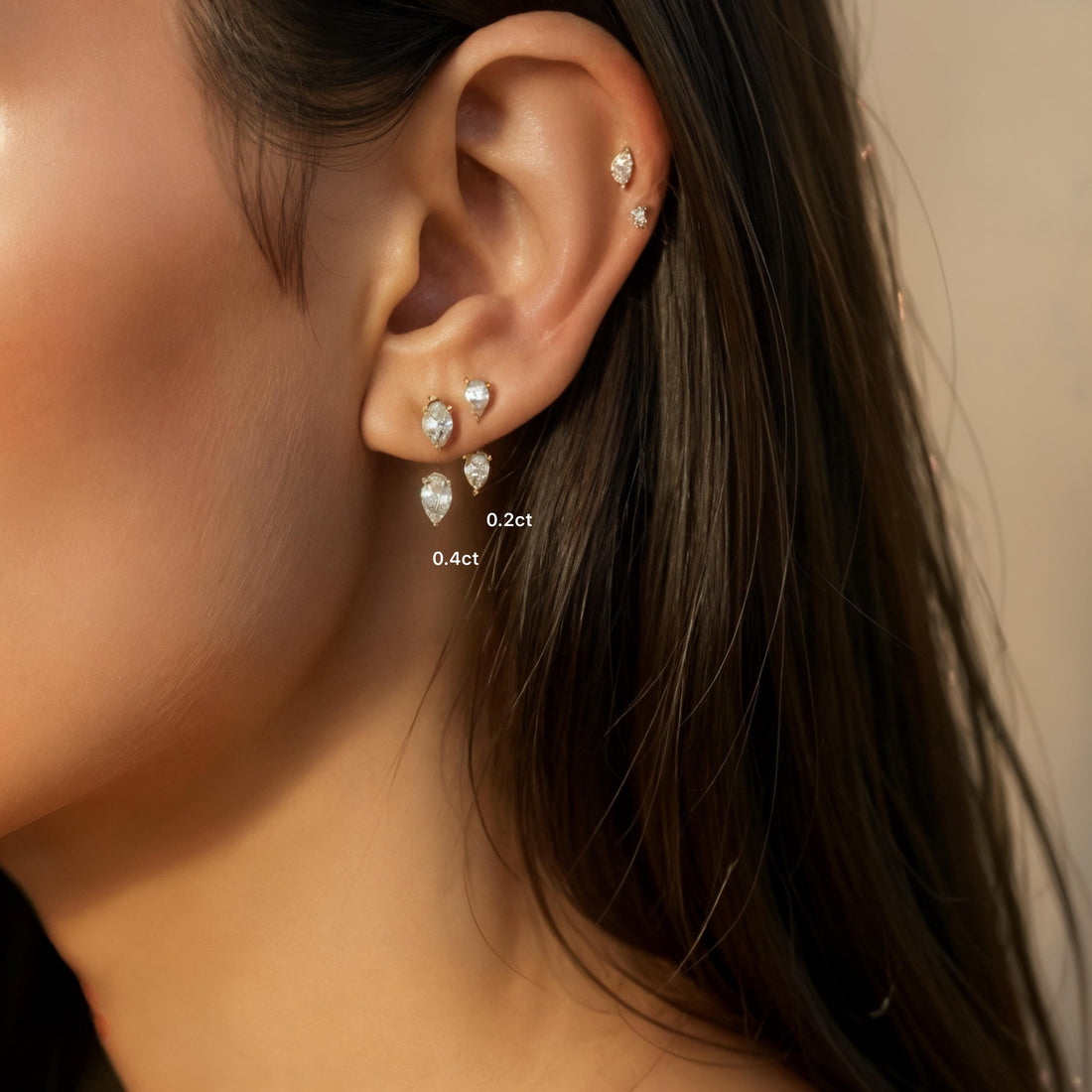18K Solid Gold Earth Mined Diamond Earrings