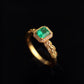 Natural Colombian Emerald Ring 18K Solid Gold with Diamonds | Muzo Green Emerald Engagement Ring