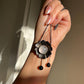 Moonstone Flower Pendant Necklace | Oxidized Silver with Black Onyx