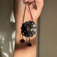 Moonstone Flower Pendant Necklace | Oxidized Silver with Black Onyx