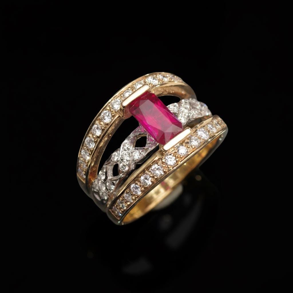 Natural Ruby and Diamond Ring | 1.2ct GIA Certified Ruby with 0.75ct Diamonds in 18K Gold