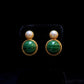 Green Malachite and Pearl Dangle Earrings | Gold Vermeil Drop Studs | Elegant Statement Jewelry Gift for Her | Quiet Luxury Style