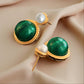 Green Malachite and Pearl Dangle Earrings | Gold Vermeil Drop Studs | Elegant Statement Jewelry Gift for Her | Quiet Luxury Style