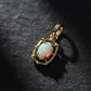 18K Solid Gold Natural Black Opal Pendant