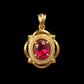 Natural Ruby Pendant in 18K Solid Gold with Diamonds
