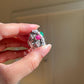 Emerald Ruby Black Diamond White Sapphire Ring | Sterling Silver 18K White Gold Vermeil