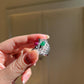 Emerald Ruby Black Diamond White Sapphire Ring | Sterling Silver 18K White Gold Vermeil