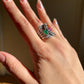 Emerald Ruby Black Diamond White Sapphire Ring | Sterling Silver 18K White Gold Vermeil
