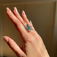 Emerald Ruby Black Diamond White Sapphire Ring | Sterling Silver 18K White Gold Vermeil