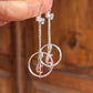 Garnet and Moonstone Earrings: Fine Silver Bow Dangle, Hypoallergenic