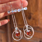Garnet and Moonstone Earrings: Fine Silver Bow Dangle, Hypoallergenic