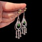 Tsavorite Malaya Garnet Chandelier Earrings: Sterling Silver Beryl Sapphire