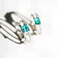 18K Solid White Gold Emerald Diamond Ring