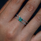 18K Solid White Gold Emerald Diamond Ring