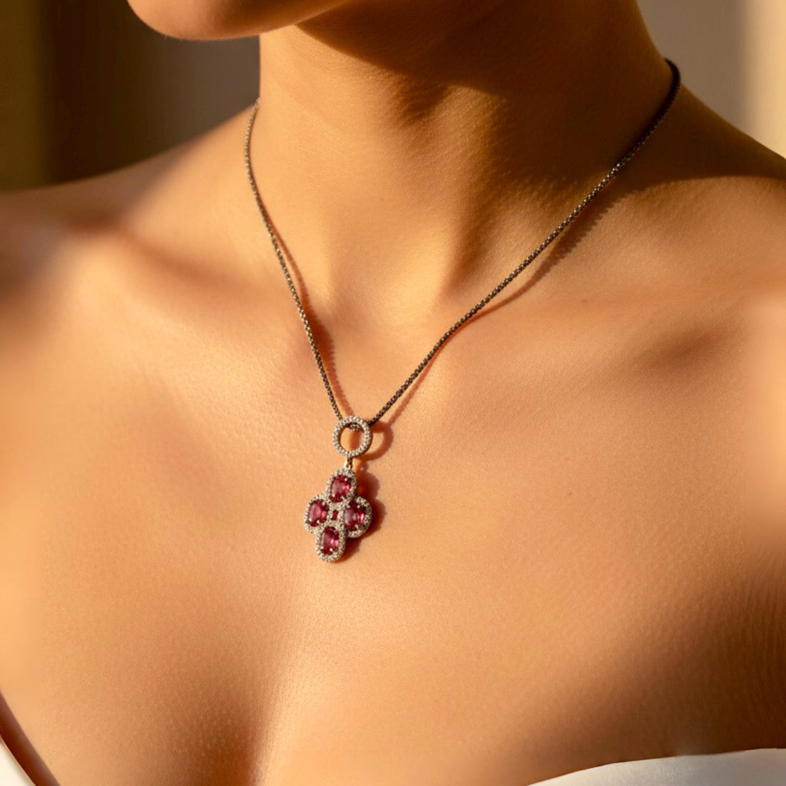 Natural Brazilian Rubellite Tourmaline & Pink Sapphire Pendant Necklace | Quite Luxury Necklace, Gift for Her | one of a kind necklace