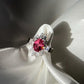 Natural Rubellite Tourmaline Ring with White Sapphire Art Deco Ring | Fine Jewelry Gift , pink tourmaline ring