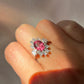 Natural Rubellite Tourmaline Ring with White Sapphire Art Deco Ring | Fine Jewelry Gift , pink tourmaline ring