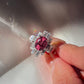 Natural Rubellite Tourmaline Ring with White Sapphire Art Deco Ring | Fine Jewelry Gift , pink tourmaline ring