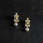 9K Solid Gold Pearl Drop Earrings with Diamonds | Dainty Geometric Design | Fine Gold Pearl Earrings | Elegant Everyday Earrings, Gift