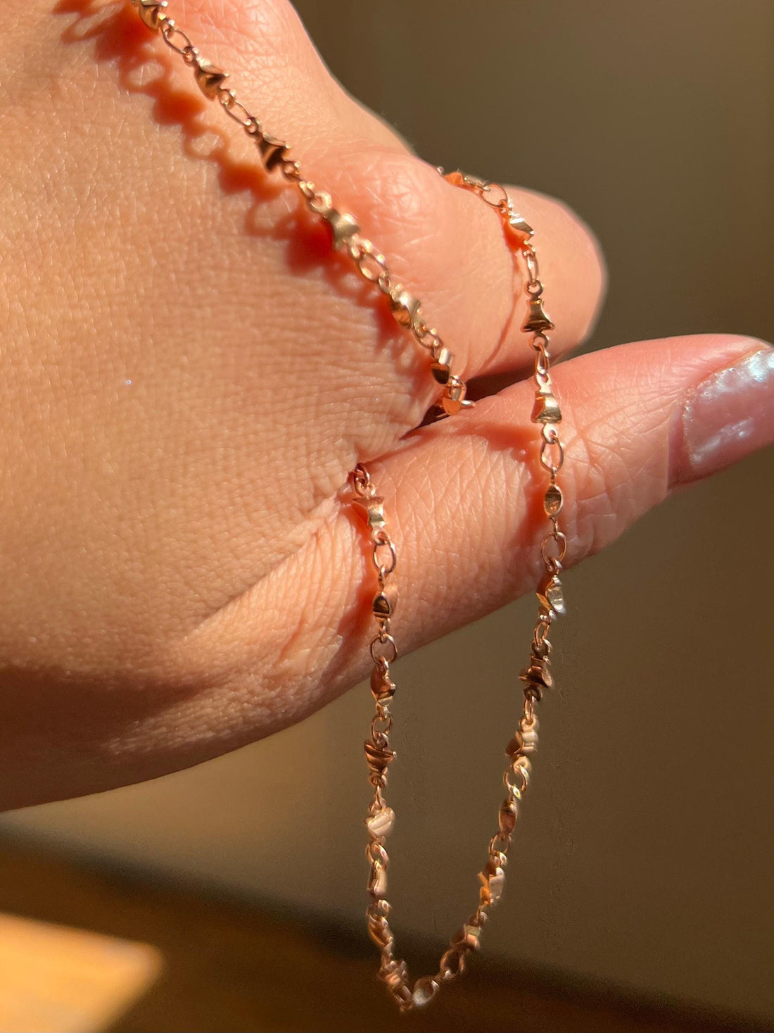 18K Solid Rose Gold Chain Necklace 16” | Rare Hourglass Bow Link 3mm | 750 Hallmark Italian Gold | Fine Real 18K Gold Chain for Women