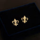 Fleur-de-Lis 9K Solid Gold Stud Earrings | Tiny French Lily Earrings | Dainty Everyday Gold Earrings | Elegant Gift for Her