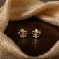 Fleur-de-Lis 9K Solid Gold Stud Earrings | Tiny French Lily Earrings | Dainty Everyday Gold Earrings | Elegant Gift for Her