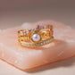 Natural Akoya Pearl & Pink Sapphire Ring | 18K Gold Statement Ring | Fine Jewelry Gift for Her | Stacking Cocktail Ring