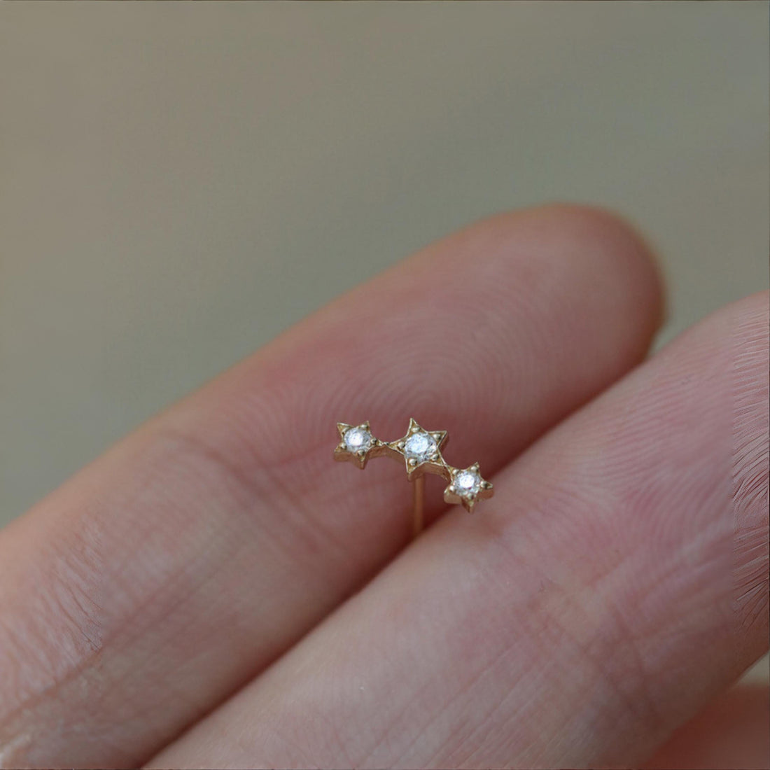 Diamond Star Climber Earrings in 10K Solid Gold | Everyday Tiny Diamond Earrings | Minimalist Fine Jewelry | Gift for Her | Dainty Luxury
