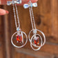 Garnet and Moonstone Earrings: Fine Silver Bow Dangle, Hypoallergenic